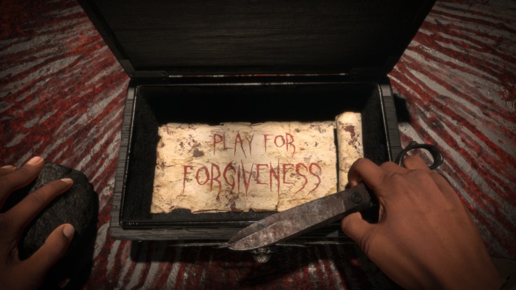 Screenshot from the first trailer for the Rock, Paper, Severed game.