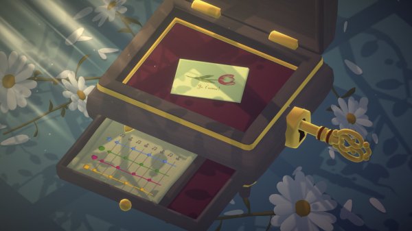 A card is hidden inside the music box.