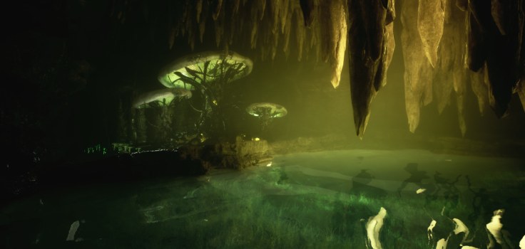 A small lake in a cave.
