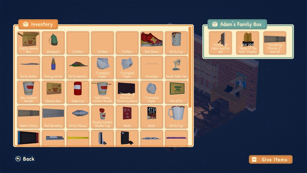 You collected trash, dirty clothes and shoes, books, consoles, screens and other stuff from the small apartment.