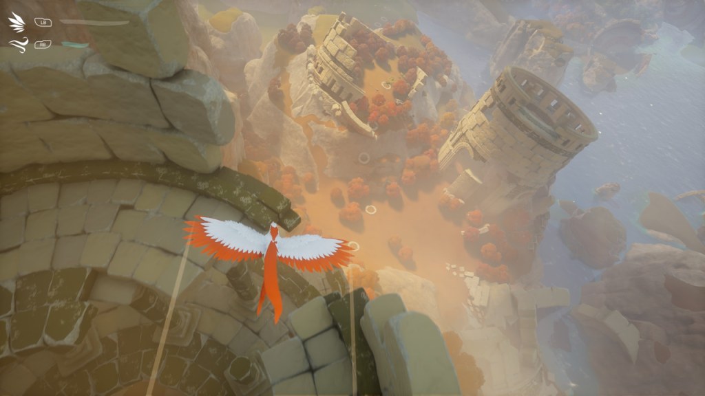 Fly over ancient ruins and discover small butterflies.