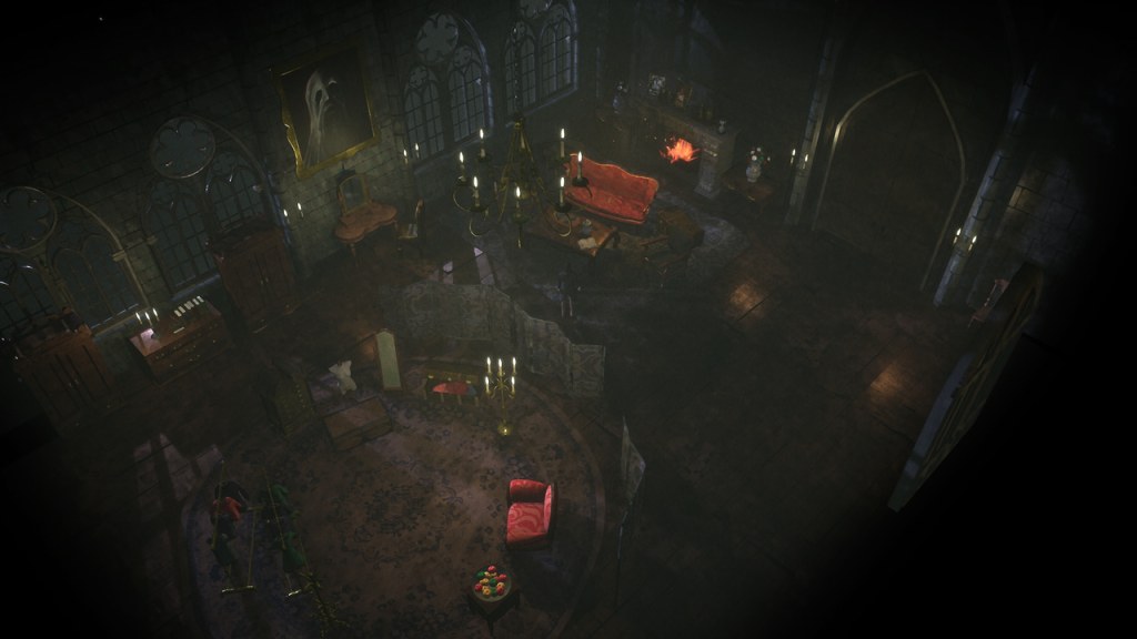The impressive living-room of the castle of Baron Fettuccini.